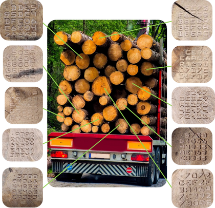 alphanumeric marking of logs on the trailer